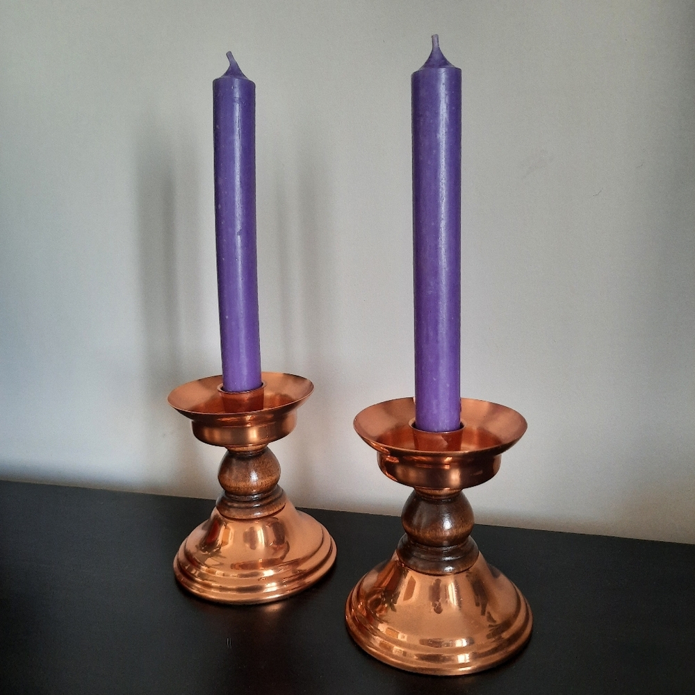 Vintage Coppercraft Guild Copper & Wood Candlestick Holders - Picture 5 of 10
